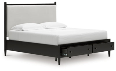 Cama Portdown King con almacenamiento y paneles tapizados