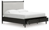 Cama Portdown King con almacenamiento y paneles tapizados