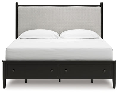 Cama Portdown King con almacenamiento y paneles tapizados