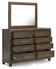 Hillcott Queen Upholstered Bed, Dresser and Mirror