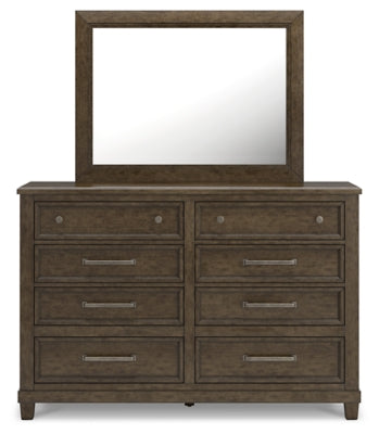 Hillcott Queen Upholstered Bed, Dresser and Mirror