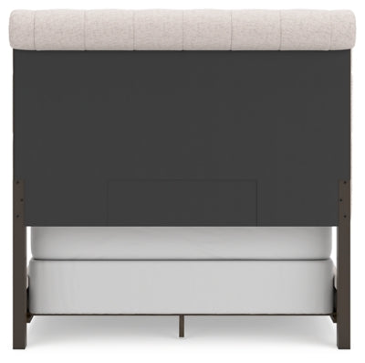 Hillcott Queen Upholstered Bed, Dresser and Mirror