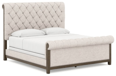 Hillcott King Upholstered Bed, Dresser and Mirror