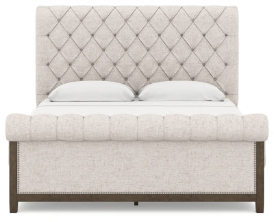 Hillcott King Upholstered Bed, Dresser and Mirror