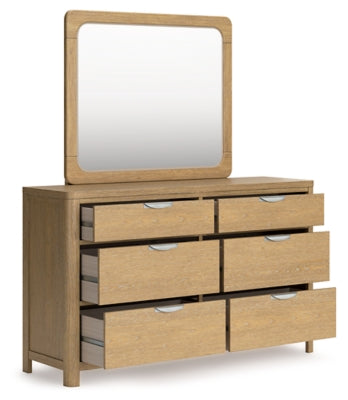 Rencott Queen Upholstered Bed, Dresser and Mirror