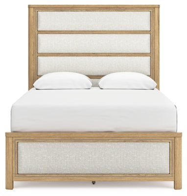 Rencott Queen Upholstered Bed, Dresser and Mirror