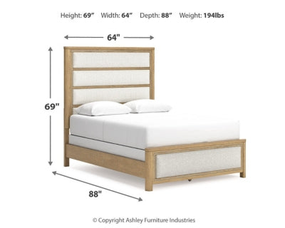 Rencott Queen Upholstered Bed, Dresser and Mirror