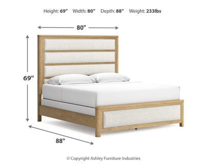 Rencott King Upholstered Bed, Dresser and Mirror