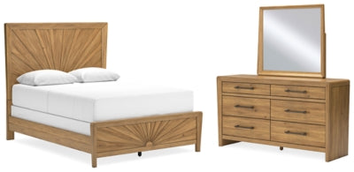 Cama Queen con paneles, tocador y espejo Takston