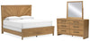 Cama King con paneles, tocador y espejo Takston