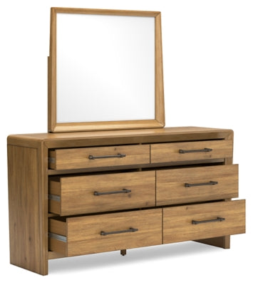 Cama California King con paneles, tocador y espejo Takston