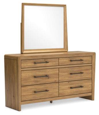Cama California King con paneles, tocador y espejo Takston