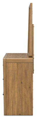 Cama California King con paneles, tocador y espejo Takston