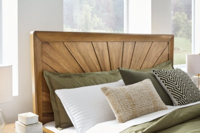 Cama California King con paneles, tocador y espejo Takston