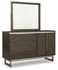 Cama Queen Arkenton con paneles, tocador y espejo