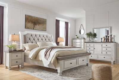 Cama tipo trineo California King de Havalance con espacio de almacenamiento, tocador y espejo
