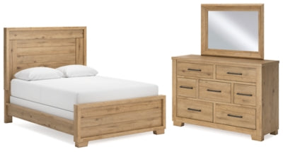 Cama Queen con paneles, tocador y espejo Galliden