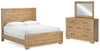 Cama King con paneles, tocador y espejo Galliden