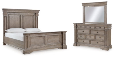 Cama King con paneles, tocador y espejo Blairhurst