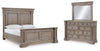 Cama King con paneles, tocador y espejo Blairhurst