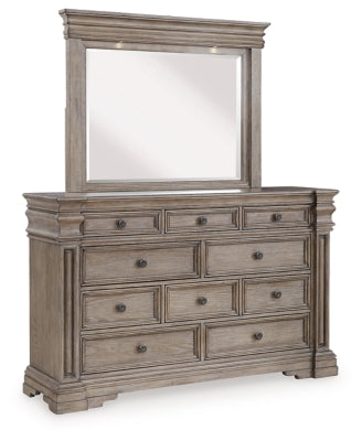 Cama King con paneles, tocador y espejo Blairhurst