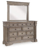 Cama King con paneles, tocador y espejo Blairhurst