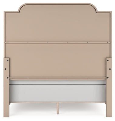 Jorlaina Queen Upholstered Panel Bed, Dresser and Mirror
