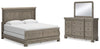 Cama tipo trineo Lexorne King, cómoda y espejo
