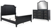 Cama Queen con paneles, tocador y espejo Welltern