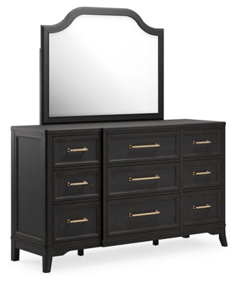 Cama California King con paneles, tocador y espejo Welltern