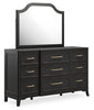 Cama Queen con paneles, tocador y espejo Welltern