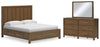 Cama King Cabalynn con paneles, espacio de almacenamiento, tocador y espejo