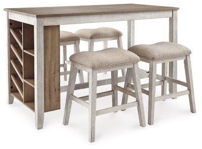 Mesa de comedor Skempton de altura de mostrador y 4 taburetes