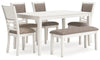 Mesa de comedor Erinberg, 4 sillas y banco (juego de 6)