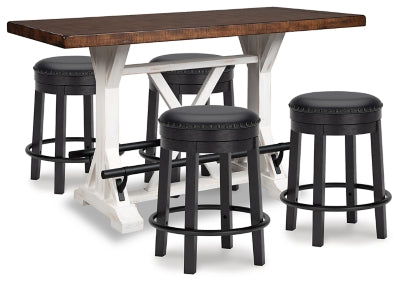 Mesa de comedor de altura de mostrador Valebeck y 4 taburetes