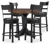 Mesa de altura de mostrador Valebeck y 4 taburetes