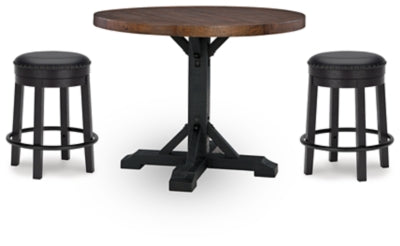 Mesa de comedor de altura de mostrador Valebeck y 2 taburetes