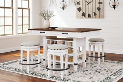 Mesa de comedor de altura de mostrador Valebeck y 4 taburetes