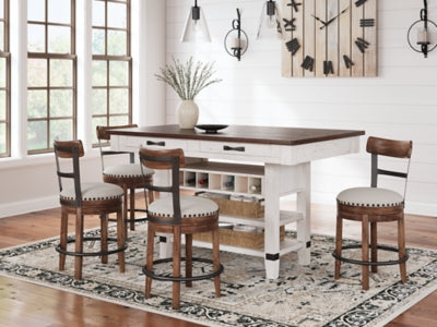 Mesa de comedor de altura de mostrador Valebeck y 4 taburetes