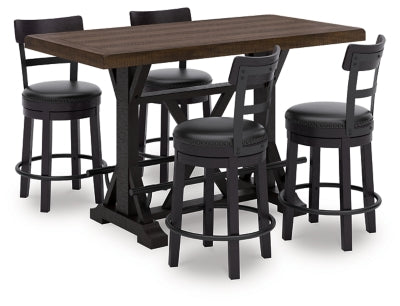 Mesa de comedor de altura de mostrador Valebeck y 4 taburetes