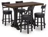 Mesa de comedor de altura de mostrador Valebeck y 4 taburetes