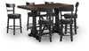 Mesa de comedor de altura de mostrador Valebeck y 6 taburetes