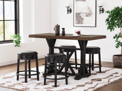 Mesa de comedor de altura de mostrador Valebeck y 4 taburetes