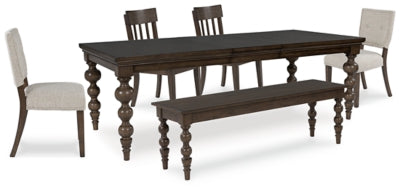 Mesa de comedor Veramond, 4 sillas y banco