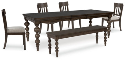 Mesa de comedor Veramond, 4 sillas y banco
