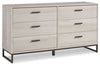 Cama Queen con plataforma y paneles Socalle, cómoda y mesita de noche