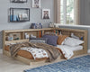 Cama con estantería de almacenamiento Oliah