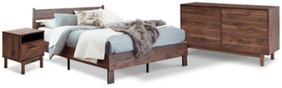 Cama Queen Calverson con plataforma, tocador y mesita de noche