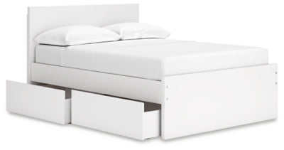 Cama de plataforma Onita con paneles completos y almacenamiento en dos lados