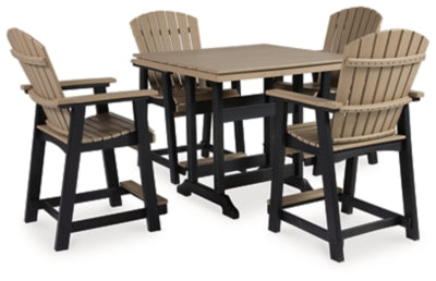 Mesa de comedor de exterior Fairen Trail de altura alta con 4 taburetes